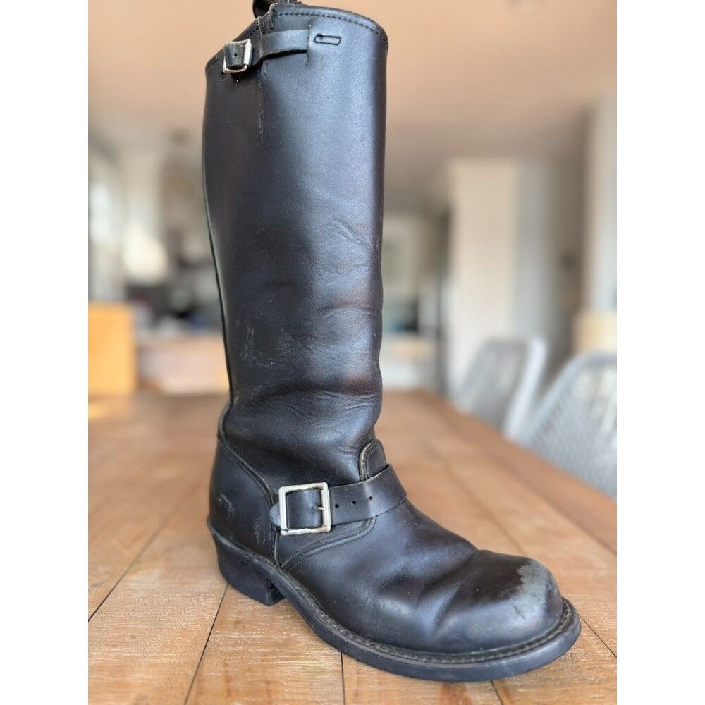 Frye Veronica Tall Black Engineer Harness Zip Buckle Boots Women 8.5